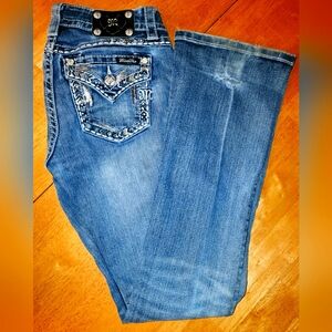Miss Me Boot Cut Embellished Sequins Denim Blue Jeans Women’s Size 27